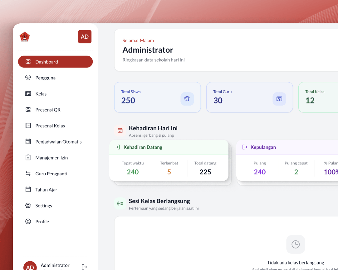Dashboard Presensi SMA Kyai Haji Saepudin Zuhri
